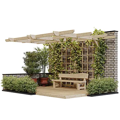 Wooden Green Pergola Plants 001