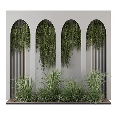 Hanging Wall Vertical Garden On Concrete Base_Set 3749