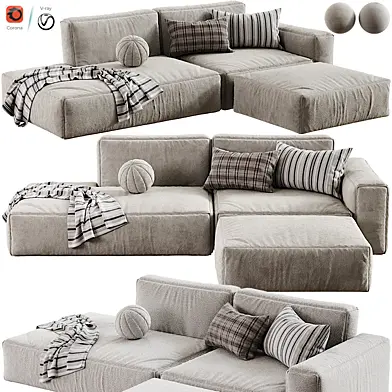 Minimalistic Style Japandi Sofa with Ottoman