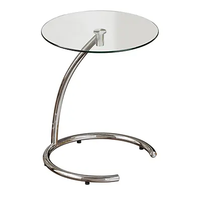 Chrome side table with glass accent in a modern style