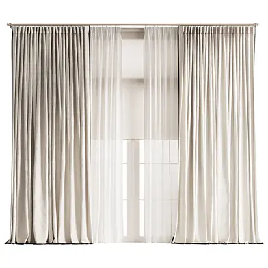 Pinch Pleated Curtains with Tulle and Roller Blind