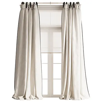 Tie-Top Draped Curtains with Roller Blind