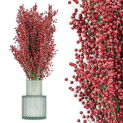 A bouquet of red berries in a vase
