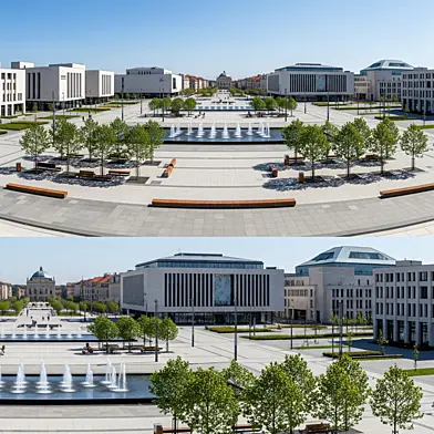 Open Space Panorama With Water Feature