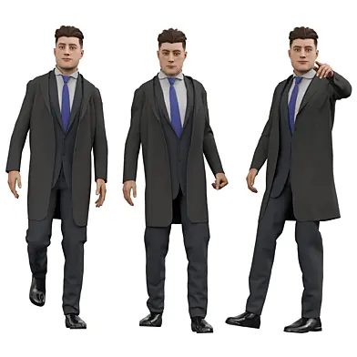 man Overcoat in 4 poses