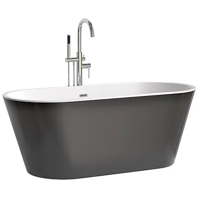 Stone Grey Modern Oval Double-Ended Freestanding Bath