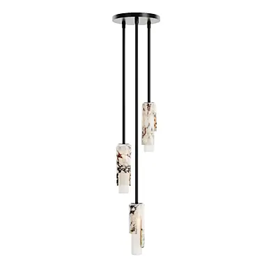 Modern marble combination chandelier 3D model 01