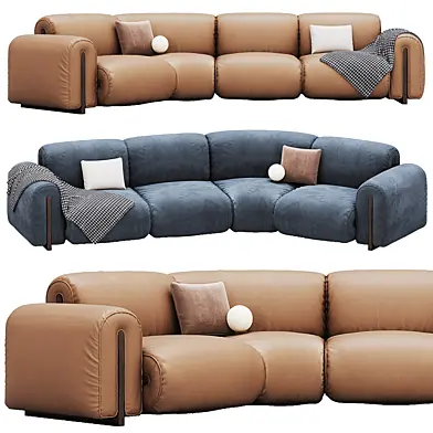 Colle Sectional Sofa With  Right Wedge By Natuzzi