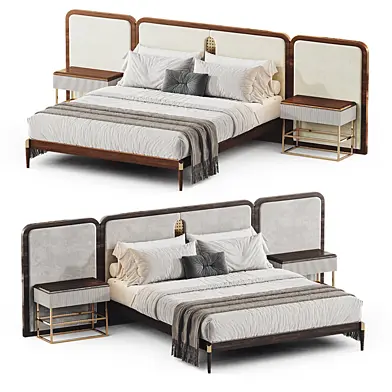 Wood veneer double bed