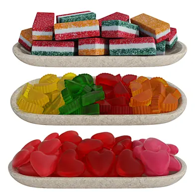 Jelly sweets in oval bowls