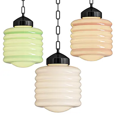 Art Deco Pink Glass Pendant Light