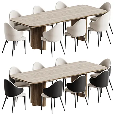 Contemporary Dual-Tone Armchair and Carena Dining Table