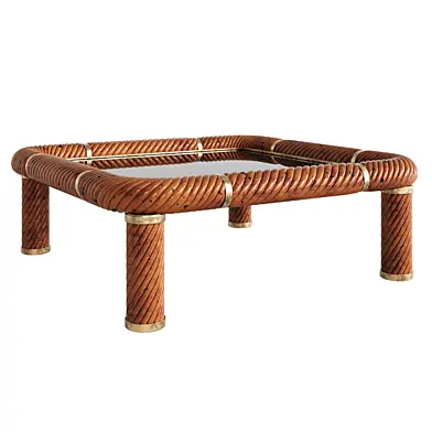 Итальянский журнальный столик (Italian Ceramic & Brass Design Coffee Table by Tommaso Barbi, 1960s)