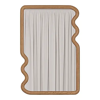 Scallop Edge Wood Rectangular Wall Mirror 03
