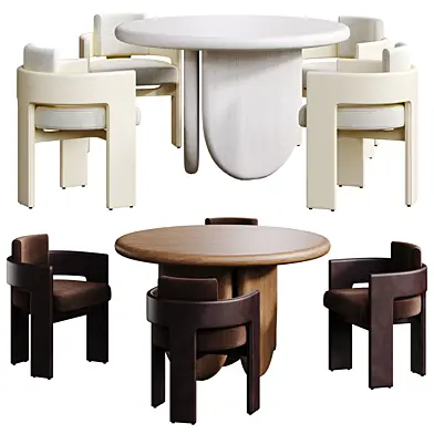 Dining set 10 Paddle Table and Chair C Back by Cuff Studio