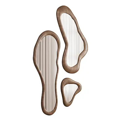 Irregular Organic Wooden Wall Mirror Set