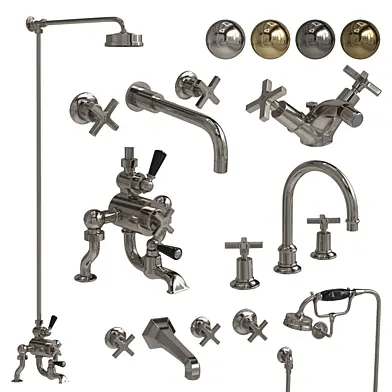Lefroy Brooks - Mackintosh 1930 Bathroom Mixer Set with Basin, Bath Fillers & Thermostatic Shower