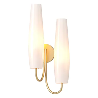 Pair of double shades sconces with brass details