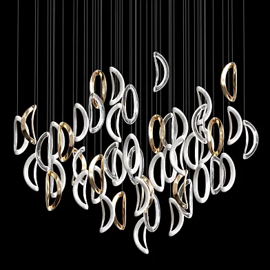 Aqua Ripple Glass Art Chandelier