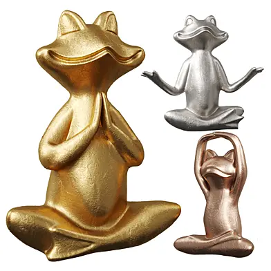 Suoedd Frog Figurines Yoga Decor