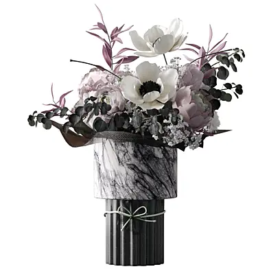 bouquet of flowers in a marble vase 52