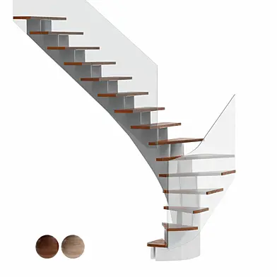Забежная лестница. Modern floating winder staircase