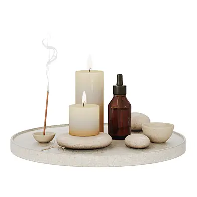 N12_Japandi Aromatherapy Decor Set — Candles, Incense, Stones and Dropper Bottle