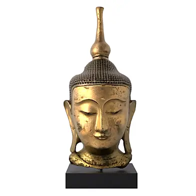 Shan Gilt Wooden Head of Buddha