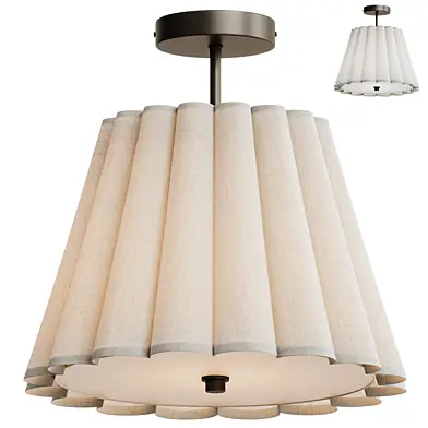 White Linen Fluted Semi Flush Mount