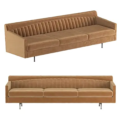 Symmetric 103 Tufted Russet Velvet Sofa