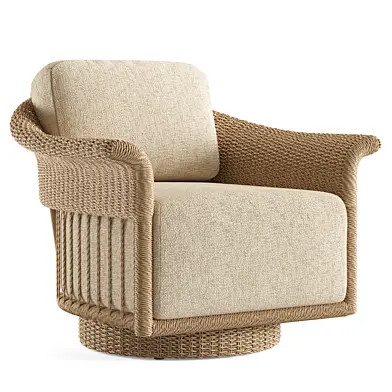 Fiji Wicker Swivel Outdoor Lounge Chair with Ivory Cushion Сrateandbarrel