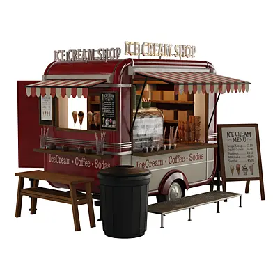 Realistic IceCream Food Cart Trailer