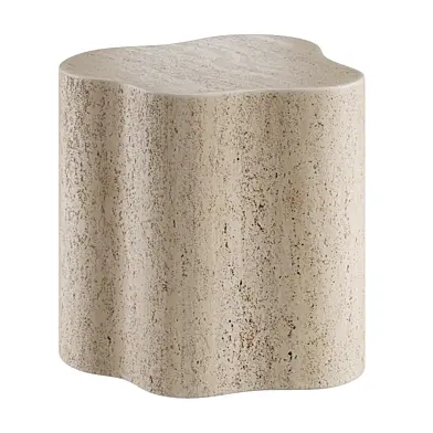 Fleur Faux Travertine Side Table