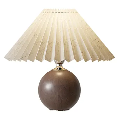 Wooden Pleated Table Lamp