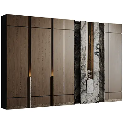 Marble Centerpiece Wood Feature Wall