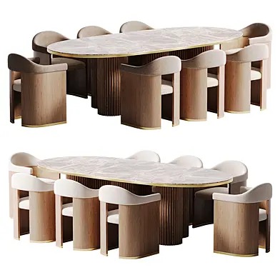 Junna Dining Chair and Santi Dining Table Dining Set