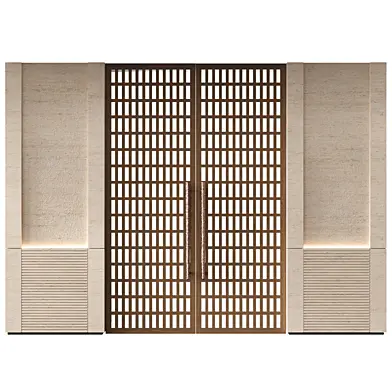 Designer Door 023 Wooden Double Door Modern Grid Door