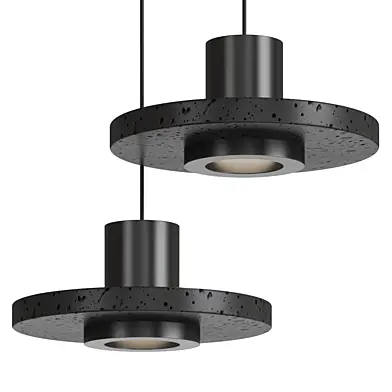 Black Lava C Stone Minimalist Line Pendant Light
