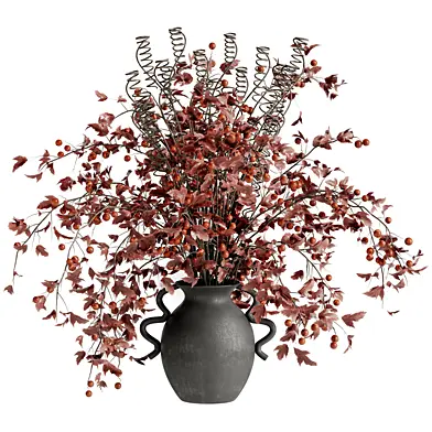 Red Maple Branch Bouquet in Ceramic Vase 158
