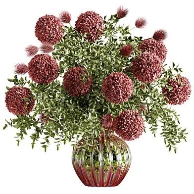 Spherical Bouquet in Glass Vase 161