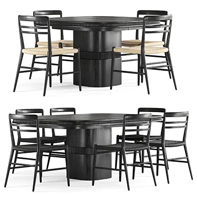 Roseau Natural Wood Extendable Table & Lausen Wood Chair Crate and Barrel