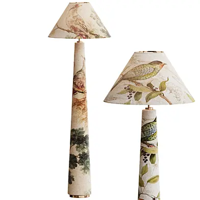 Lulu Printed Fabric Upholstered Empire Floor Lamp