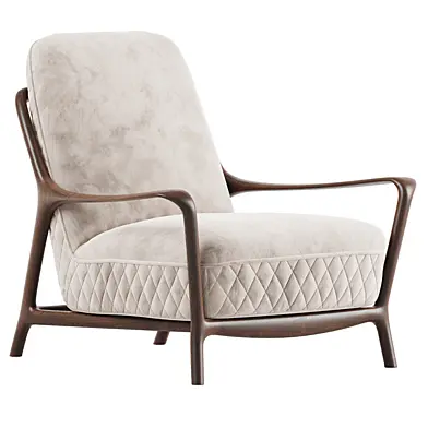 Callas Wood Structure White Lounge Armchair