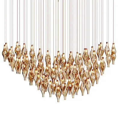 Custom Amber Glass Art Decor Lighting for Shopping Mall Villa Hotel Lobby