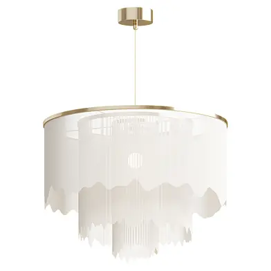 Layered fabric fringe chandelier
