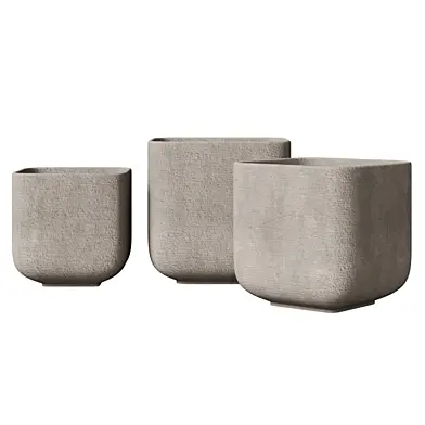 Vase collection 33 - Etched Concrete Square Vessel Collection