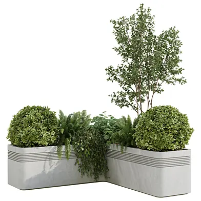 Modern L Shape Planter with Tree and Mixed Foliage