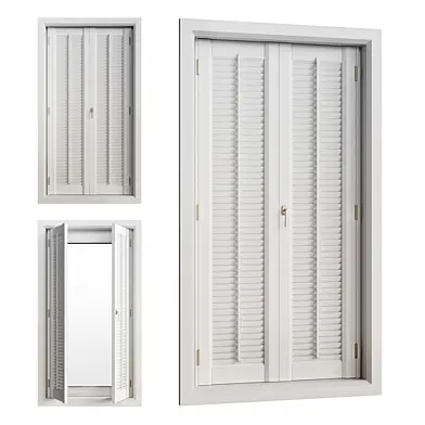 Classic Staircase Window with Shutters Set (Open/Closed)