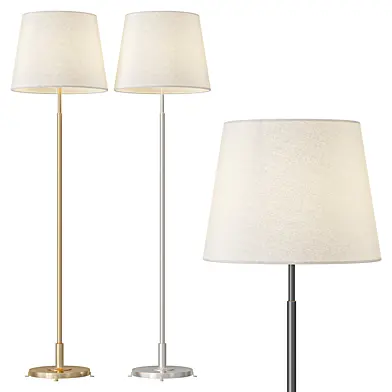 Extendable Brass Floor Lamp with Ribbed Stem Detail
