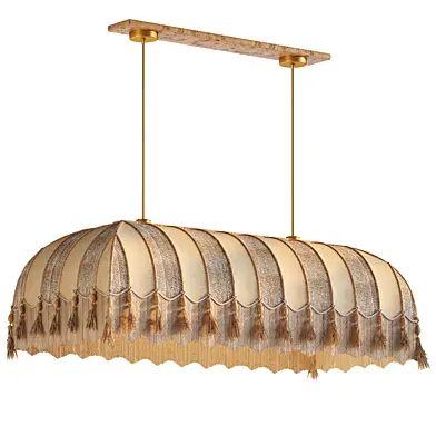 Oval Fabric boho Light with Tassels and Trim 1130